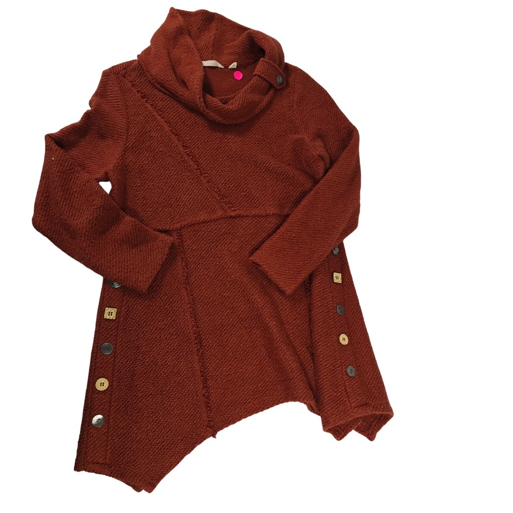 Soft Surroundings Burnt Orange Cowl Neck Button Detail Tunic Sweater M 2AZ93 - Picture 1 of 8